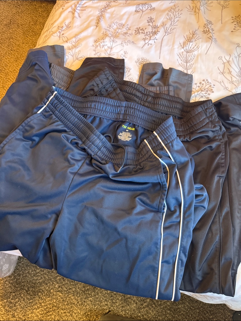 Men’s Navy Athletic Track Pants with Contrast Piping